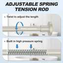 CorkLatta Brushed Nickel Shower Curtain Rod 31 to 92 Inch,1 Inch Diameter Adjustable Spring Tension Stainless Steel Telescoping Rod,Easy Install,No Rust