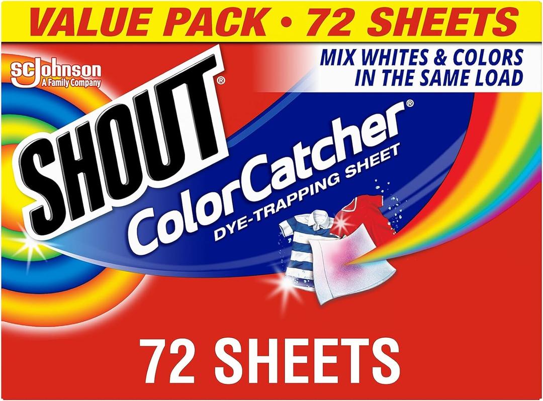 Shout Color Catchers for Laundry, Allow Mixed Washes, Prevents Color Runs and Maintains Original Clothing, 72 Count