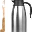 Yummy Sam Thermal Coffee Carafe Stainless Steel 68oz(2 Lifter) Double Walled Vacuum Coffee Water Beverage Dispenser 12 Hour Heat Retention/24 Hour Cold Retention (Silver)