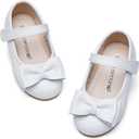 Kiderence Toddler Girls Dress Shoes Little Kids Mary Janes Ballet Flats Toddler (9 Toddler,White)