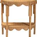 Bali & pari Paisley Bohemian Scallop Light Honey Rattan Console Table, 28.7 inches x 18.1 inches x 30.7 inches
