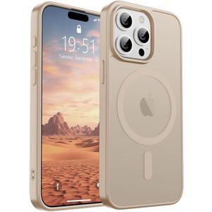 SUPFINE Magnetic for iPhone 15 Pro Case(Compatible with MagSafe)(Military Grade Drop Protection) Slim Translucent Matte Shockproof with Anti-Fingerprint Phone Case,Desert Gold