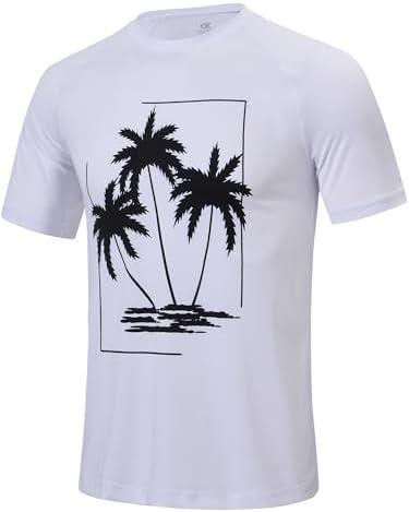 Satankud Men's UPF 50+ Rashguard Swim Tee Short Sleeve Running Shirt Swimwear Swim Hiking Workout Shirts L