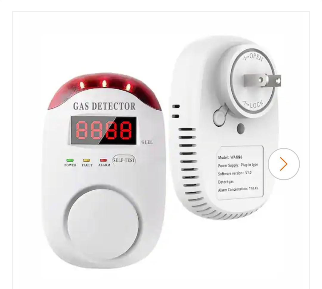 Natural Gas Alarm Plug-in Gas Detector with LCD Display Multi-Gas Sensor Propane Methane Detector 3-Pack