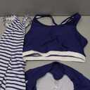 Aleumdr Womens Athletic 3 Piece Tankini Swimsuits with Shorts Swim Tank Tops with Sports Bra and Boyshorts Bathing Suits (Small, Stripe)