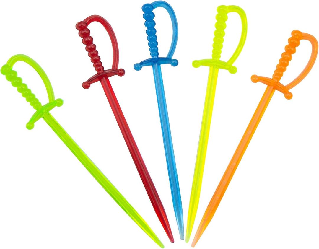 100PCS 3.3 Inch Plastic Sword Toothpicks Picks for Appetizers, Fruit Fork Cocktail Sticks Disposable, Cocktail Sticks and Cocktail Picks for Drinks,Multicolor