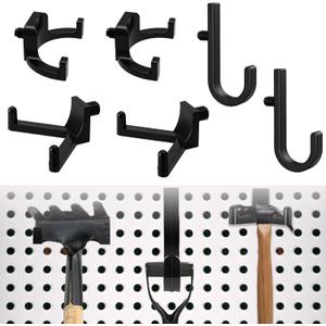 9 Pcs Storage Shed Tool Hooks, Heavy Duty Shed Accessories & Hooks - Black J/U/V Shape ABS Material for Organizing Garden Tools