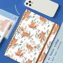 2 x Ruled Spiral Writing Notebook,A5 Hardcover Lined College Journal for Women, Strong Twin-Wire Binding with Premium Paper,8.4" X 6",Perfect for School, Office, Home(Cute Fox Flower)