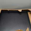 Metal Pegboard with 30 Hooks, Peg Board Display Stand, Standing Pegboard Display with Wheels, Black 32 x 25 in