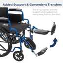 Drive Medical Blue Streak Lightweight Foldable Wheelchair - Enhanced Mobility Support - Durable Construction - Padded Comfort - Swing-Away Leg Rests - Desk Arms - Blue/Black - 16 Inch Seat
