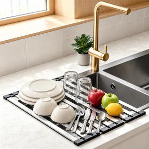 Foldable Dish Drying Rack Over Sink, 304 Steel, 19.69x12.8 in