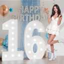 Marquee Numbers 4 Feet Tall: Large Light Up Numbers for Party Sweet 16 Birthday Decorations Girl Boy Cardboard Anniversary Party Decor Foam Board Stand Sign Backdrop 16