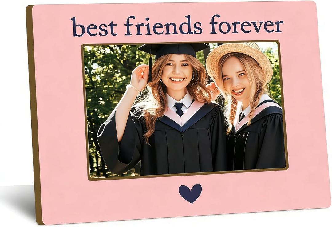 Best Friend Picture Frame, Friends Frame 4x6, BFF Gifts for Friends Forever, Birthday Graduation Gifts Ideas, Wooden Tabletop Photo Frame for Home Office Desk Decor