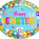 2 x Fancy Land Easter Oval Paper Plates Bunny Easter Egg Disposable Serving Plates 10" X 12" for Holiday Spring Party Decor Supplies Tableware Favors 24 ct