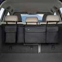 JOYSKY Trunk Hanging Organizer, Backseat Car Organizer with Large Pockets for SUV, Truck, MPV, Collapsible Vehicle Storage Bag, Car Interior Accessories Providing More Trunk Space (Black)