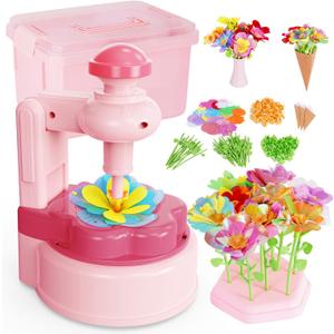 MISSOLO DIY-Crafts for Kids-Toys for Ages 4-13-Arts and Crafts for Kids-Develop Children's Critical Thinking Skills-Gifts for Kids-Fabric Flower Bouquets Toy -SIncludes Toy Storage Box (Pink)
