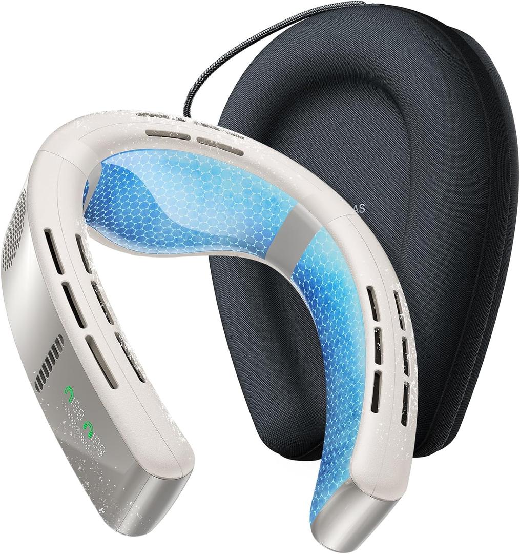 TORRAS 2025 Top Al Neck Fan Air Conditioner Coolify Cyber, Portable Personal Neck Fans that Blow Cold AirNo.1 Dual-Coolest Wind & 720 Immersive CoolingRechargeable for Outdoor/Indoor. Gift for Dad (Ivory)