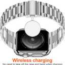 iiteeology Compatible with Apple Watch Band 42mm Series 11 Series 10, Upgraded Stainless Steel Band with iWatch Screen Protector Case for Men Women Silver/Silver