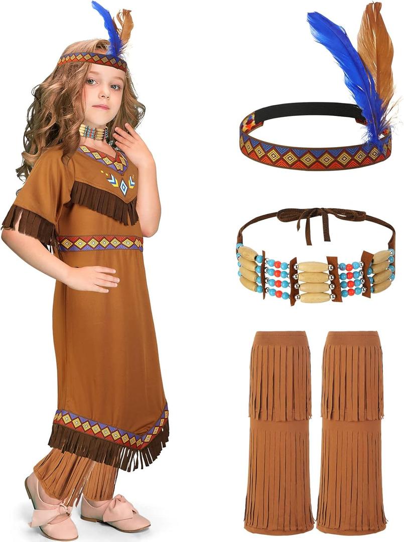 Boyiee Native Prince Costume Mardi Gras Costume for Kids Indian Princess Dress Outfit for Halloween Cosplay (Small)