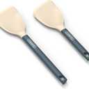 Silicone Small Spatula for Cooking Flexible Beveled Turner with Solid Inner Core and Heat Resistant Nylon Handle Ideal Spatula for Non-Stick Cookware (10 inches & 13 inches, Sky Blue)