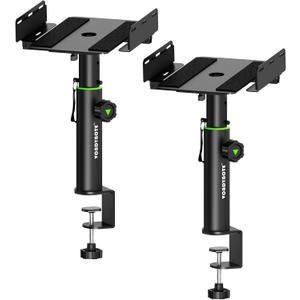 Vondynote Set of 2 Dual Side Clamping Studio Monitor Stands Short Desktop Clamp Speaker Stands Height Adjustable Extendable Top Plate Mounted by Screws