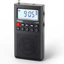 2025 PRUNUS J-329 Mini Portable Pocket AM FM Radio Rechargeable Battery Operated MP3 Small Radio with Sleep Timer, SD Card Player, Large Screen for Running Walking,Travel