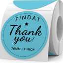Blue Round Thermal Labels 3 Inch Vinyl Circle Waterproof Direct Printer Sticker Self-Adhesive Perforated Name Tag for Logo DIY QR Design Office Address 500 PCS