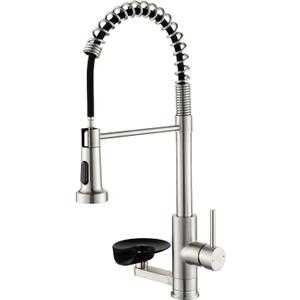 Pull Down Kitchen Faucet with Cup Washer Brushed Nickel