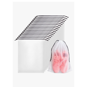 50 Pcs Translucent Travel Shoe Bags,Large Clear Shoe Bags for Storage,Protable Shoes Pouch Storage Organizers with Rope,Clear Drawstring Dust Bags for Packing,Men and Women