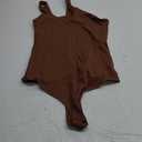 SAUNGKUAI Women's Sexy One Shoulder Sleeveless Cutout Thong Bodysuit Tank Top Body Suits V Backless Tummy Control Shapewear (Medium, Brown)