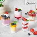 Mini Plastic Dessert Cups with Spoons 200 Pcs | Serves 100 | 5 OZ Square and 5 OZ Goblet Dessert Shooters | Small Party Serving Cups for Parfait, Appetizers, Dessert Shot Glasses Set