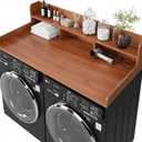 Washer Dryer Countertop with Shelf, 2-Tier Laundry Countertop Over Washer and Dryer, 54" x 27.55" Wooden Table for Folding Clothes for Laundry Room Organization and Storage (Walnut)