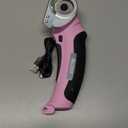 VLOXO Cordless Electric Scissors, Cardboard Cutter with Safety Lock 4.2V Electric Mini Cutter Power Rotary Scissors for Leather Felt Rug Box with Storage Box Pink