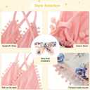 6M-3T Baby Girl Backless Bodysuit Outfit Set Romper Jumpsuit with Headband (Pink Flower)