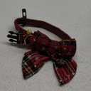 Christmas Dog Collar Snowflake Classic Plaid Adjustable with Cute Bow Tie and Bells (Medium, Bow-Red)