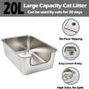 Stainless Steel Cat Litter Box,Jumbo XL Extra Large Mental Cat Litter Pan with High Sides Lid,Low Entry for Indoor Big Cats,Non Sticky,Easy to Clean,Anti-Urine Leakage
