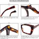REAVEE 3 Pack Oversized Square Reading Glasses for Women, Blue Light Blocking Large Frame Computer Designer Fashion Readers with Spring Hinge (Black/Tortoise/Grey Tortoise,1.75)