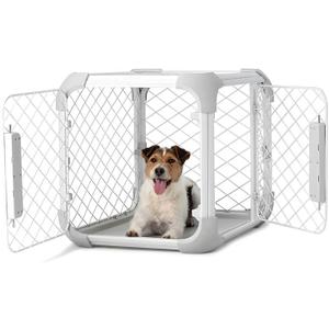 DIGGS Evolv Dog Crate - Slim, Durable Dog Kennel with Removable Ceiling Panel and Modular Design - Safe, Stylish, and Convenient (Ash, Small)