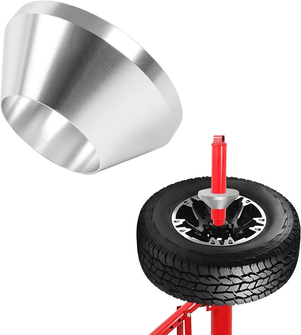 povtii Manual Tire Changer Centering Cone, Aluminum Tapered Automotive Tire Balancer Adapter, Wheel Balancer Hold Down Cone for Cars Trucks, Repair Tool Kit Car Accessories (Silver)