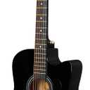 Joymusic 38 inch black beginner acoustic guitar,bundle with a strap with picks holder,digital tuner, set strings, capo,cleaning cloth,6 picks,gig bag.JG-38C,BK