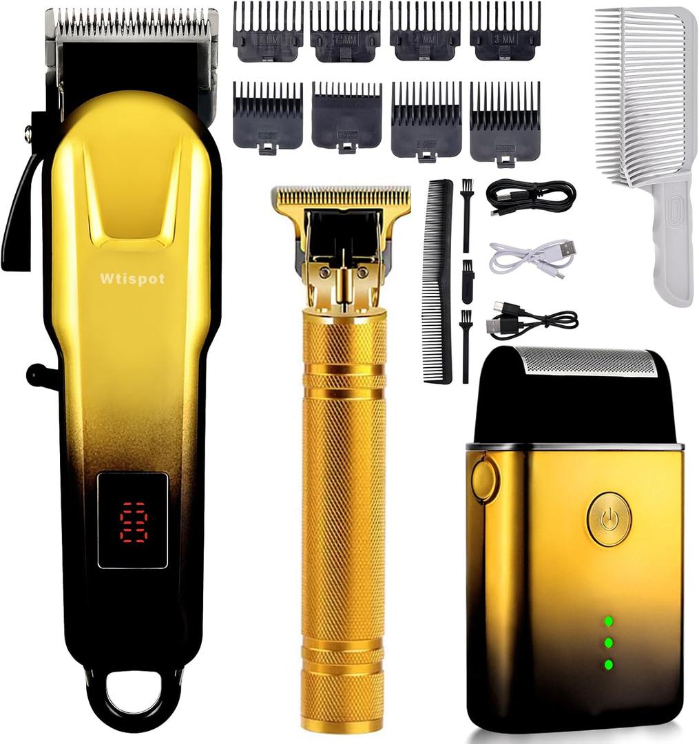 Hair Clippers Set for Men, Hair Clipper Trimmer with LED Display, Professional Cordless Hair Clipper Shaver Beard Trimmer, Hair Cutting Machine for Men, Holiday Gift for Him Father's Day Gift