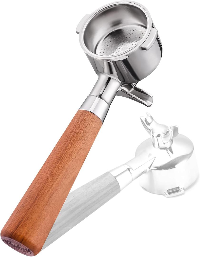 51mm 2 Ear Portafilter for DeLonghi EC260/EC155/ECP3420/BCO430- Stainless Steel Handle with Precision Basket and Siam Rosewood Grip