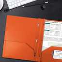 Better Office Products Orange Plastic 2 Pocket Folders with Prongs, Heavyweight, Letter Size Poly Folders, 24 Pack, with 3 Metal Prongs Fastener Clips, Orange
