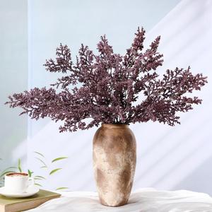 Suncalla 4 Pcs 30 Inch Dusty Plum Sedum Berry Stem for Vase Artificial Faux Rusty Plum Pick Branch Spray Floral Stem for Table Centerpiece Mantel Decor(Dark Purple)