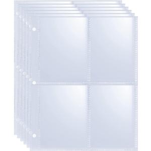 20 Pack 160 Pockets 2.5x3.5 Trading Card Sleeves,A5 Binder 4 Pocket Card Sleeves,Double-Sided 4 Pocket 6.1x7.6 Page Protector,Ultra-Clear Game Card Sheets for A5 Mini 3 Ring Binder