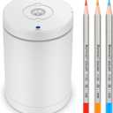 Fully Automatic Electric Pencil Sharpener,Rechargeable Smart Pencil Sharpener.Suitable for No. 2/Colored Pencils (6-8 mm),Applicable to School/Classroom/Office/Home(White)