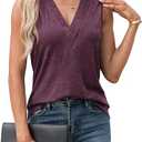 Agnes Urban Womens V Neck Tank Tops Dressy Summer Sleeveless Shirts Casual Loose Tunic Tops Blouses T Shirts Reddish Purple- L