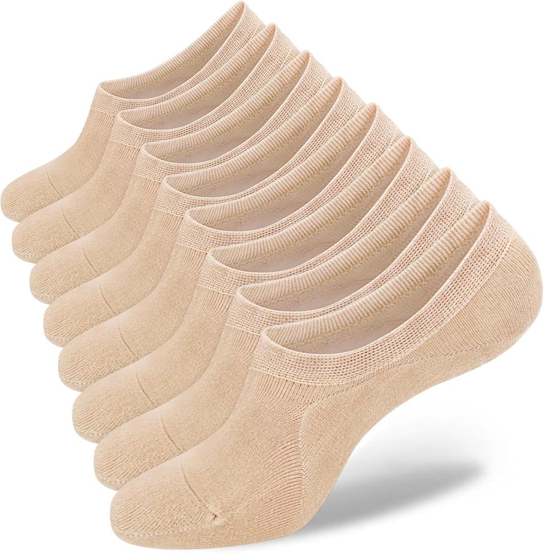 SIXDAYSOX Womens No Show Socks - 4-8 Pairs, Low Cut, Non-Slip, Invisible Cotton Liner