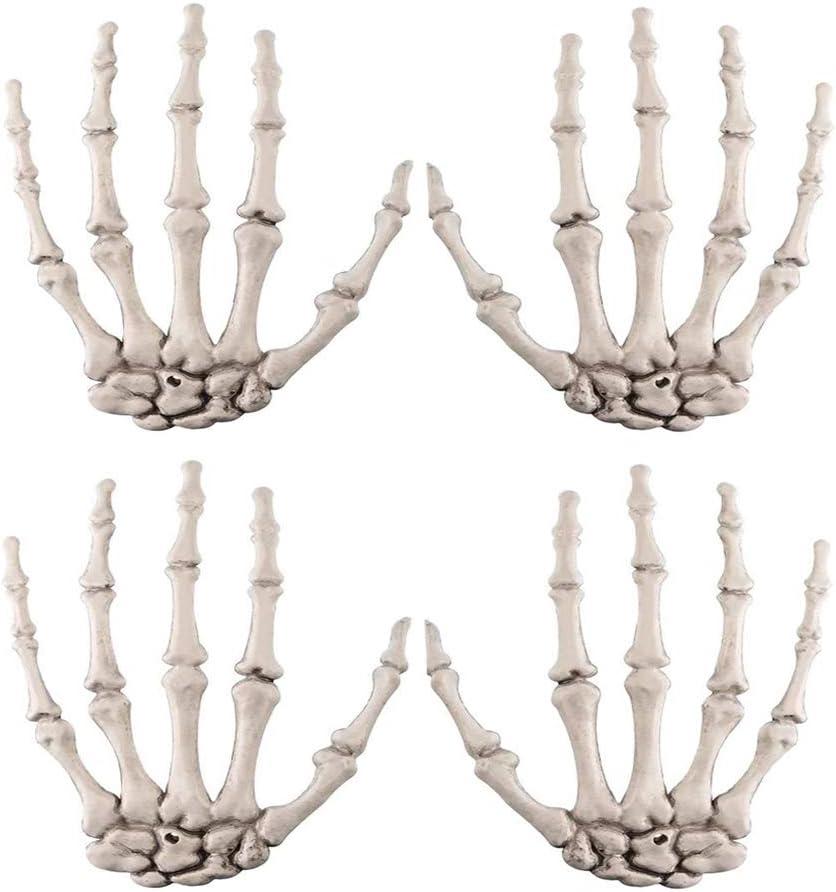 2 Pairs Halloween Skeleton Hands Plastic Hand Skeleton Model for Halloween Decoration Terror Scary Props