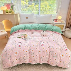 Kids Cartoon Bedding Set Pink Floral Duvet Cover 3PCS Kawaii Duvet Cover Set, Ultra-Soft Comforter Cover Reversible Design for Girls Boys(Queen,Flowers)
